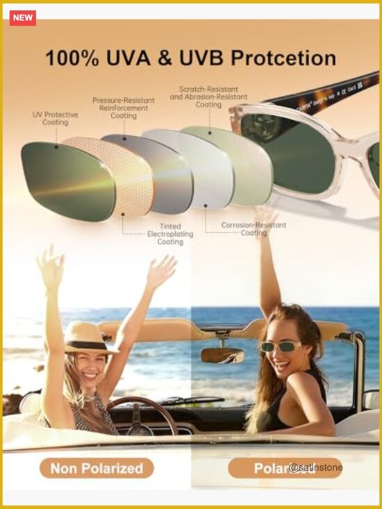 Y2K Rectangle Acetate Sunglasses Polarized UV400 Lightweight Shades main image 7